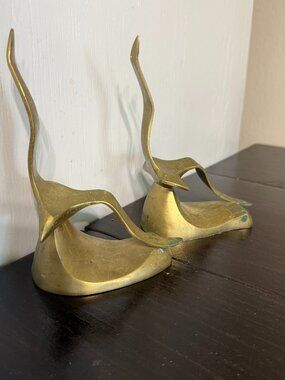 Solid Brass Seagull Sculpture Vintage Modernist Bookends Set Mid-Century MCM Art